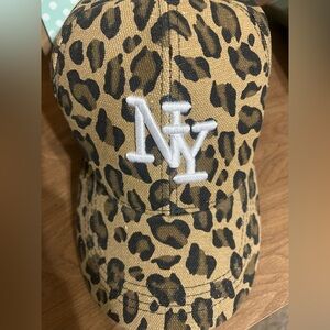 Leopard Print Cap with NY Logo